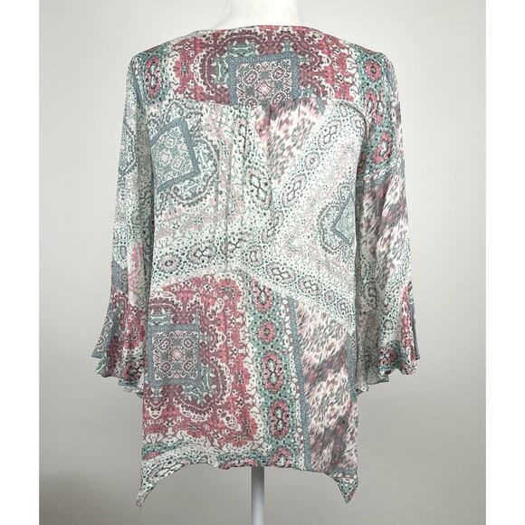 Haute Hippie Boho Peasant Patchwork Print Tunic Top XS Flowy Artsy Lagenlook - Picture 7 of 14